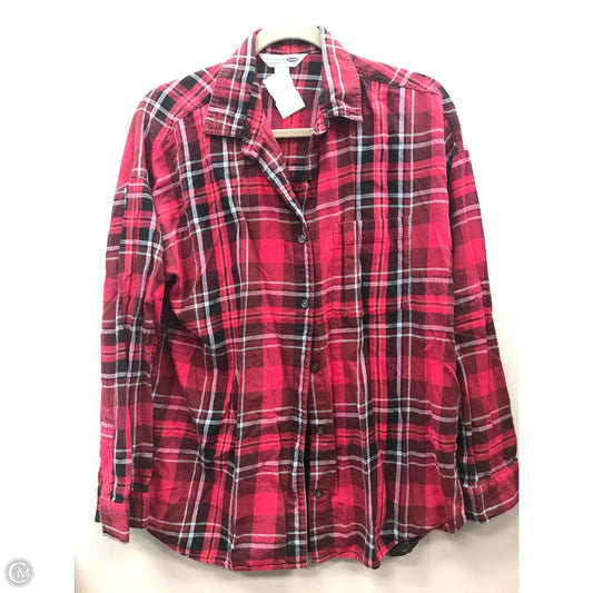 Top Long Sleeve By Old Navy In Plaid Pattern, Size: L