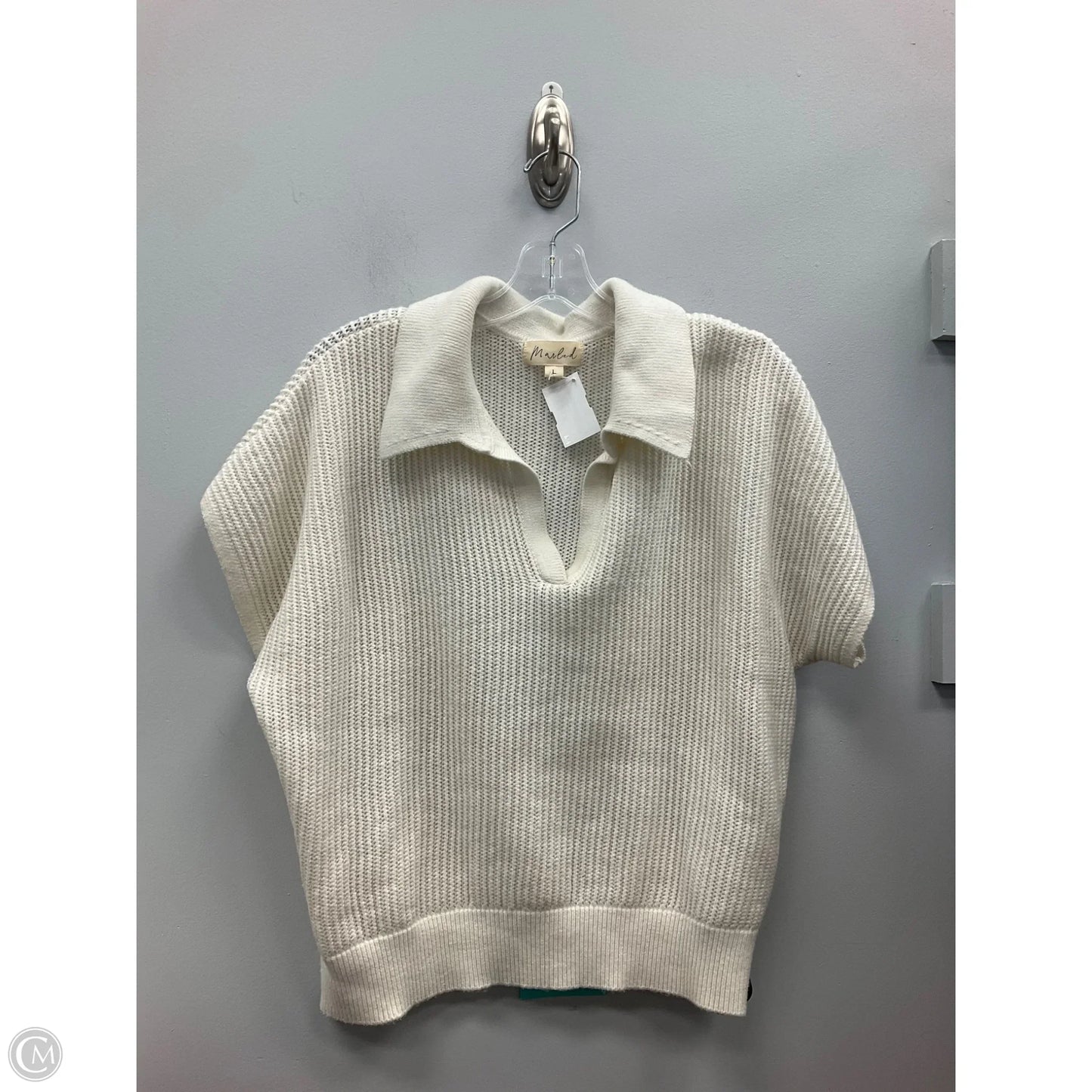 Sweater Short Sleeve By Marled In Cream, Size: L