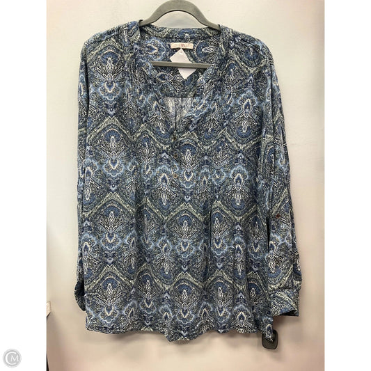 Top Long Sleeve By Roz And Ali In Blue & Green, Size: 3x