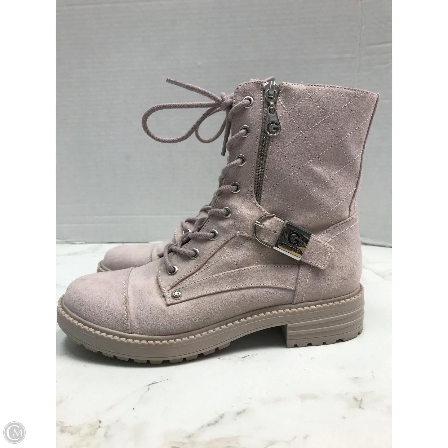 Boots Ankle Heels By Guess In Pink, Size: 6
