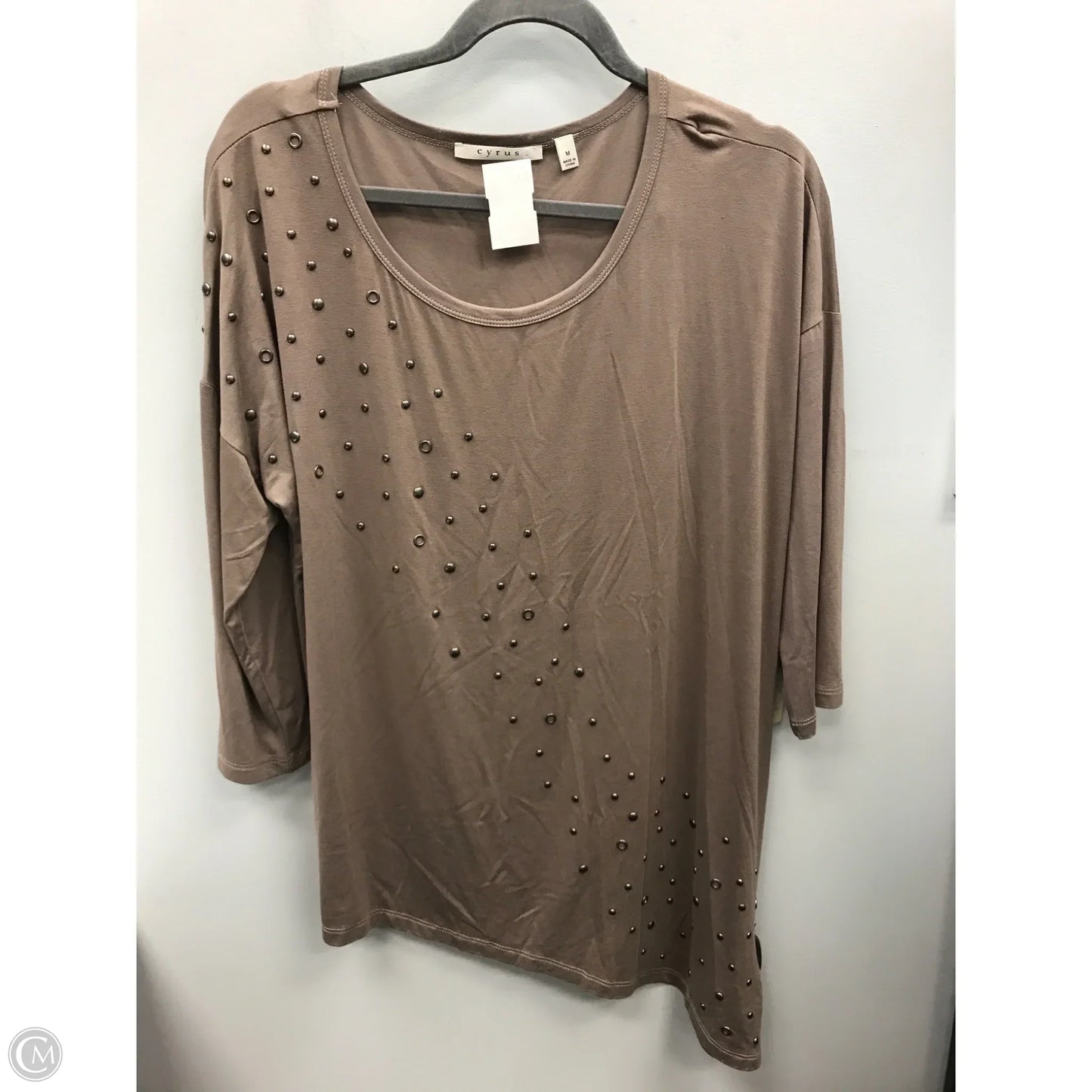 Top 3/4 Sleeve By Cyrus In Taupe, Size: M