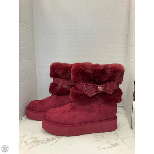 Boots Ankle Flats By Guess In Maroon, Size: 10