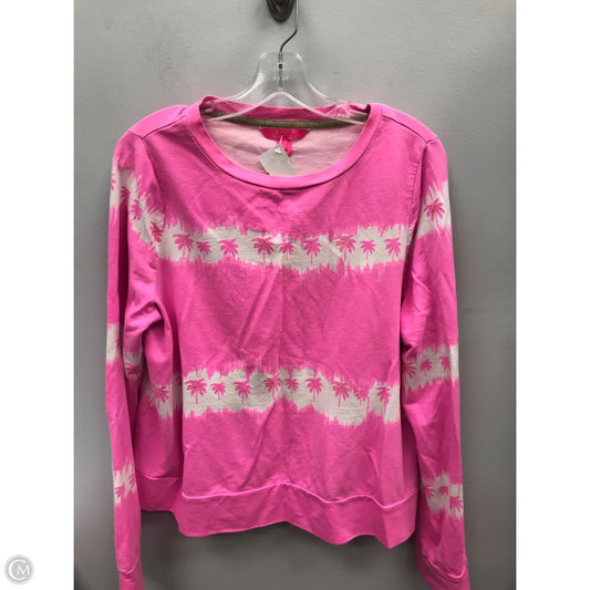 Top Long Sleeve Designer By Lilly Pulitzer In Pink & White, Size: L