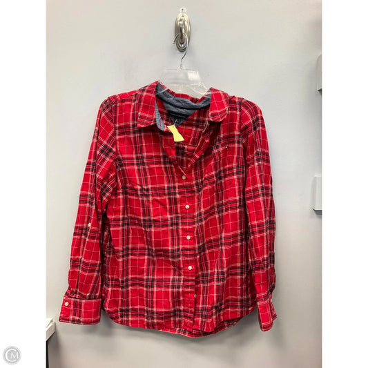 Top Long Sleeve By Tommy Hilfiger In Plaid Pattern, Size: L