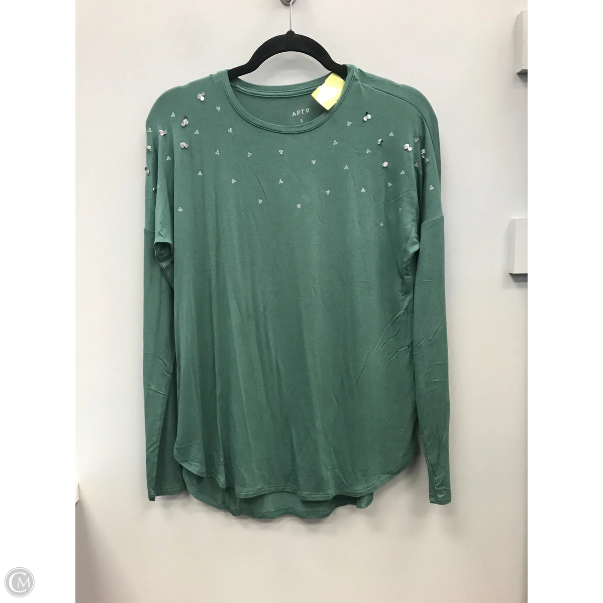 Top Long Sleeve Basic By Apt 9 In Green, Size: S