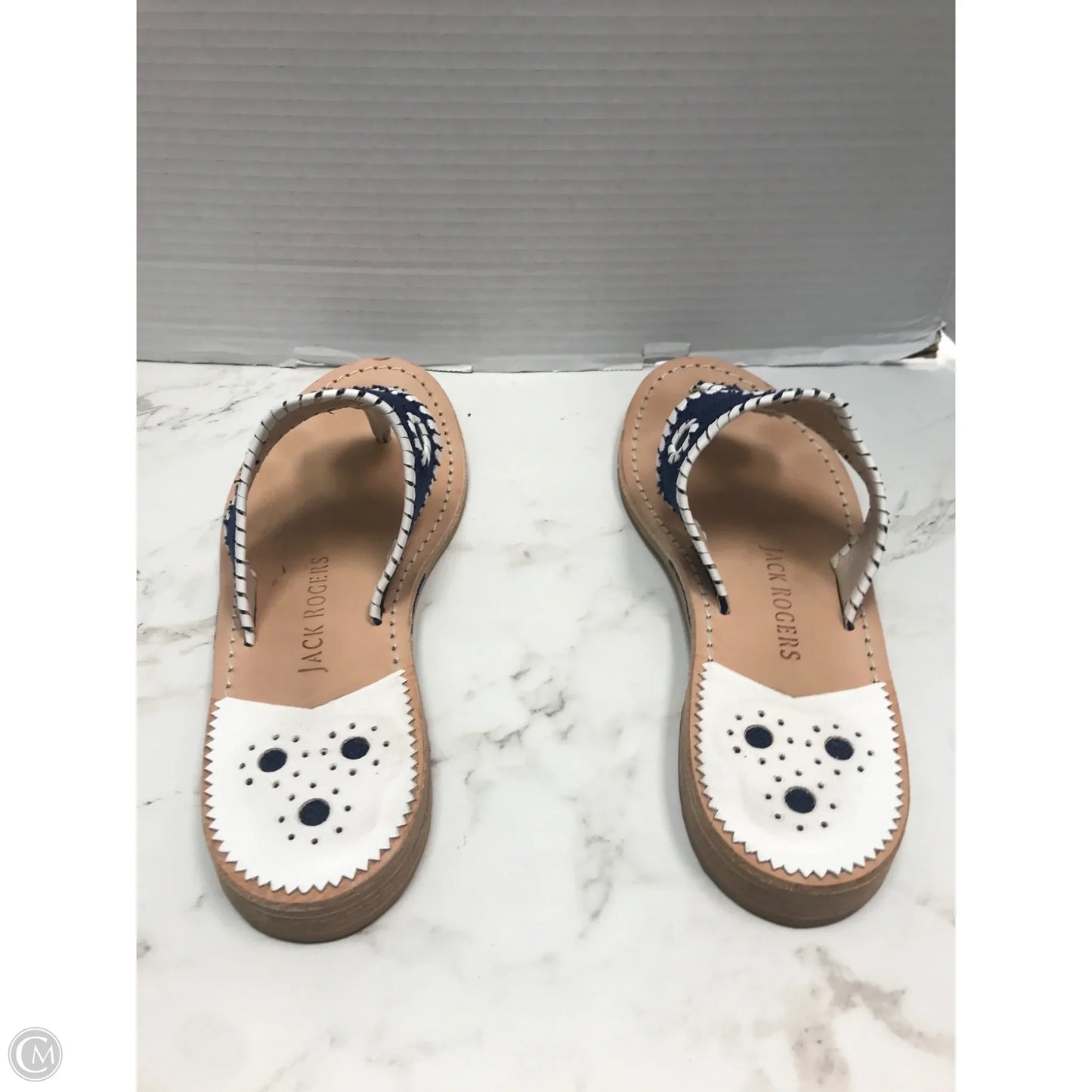 Sandals Flats By Jack Rogers In Blue & White, Size: 9