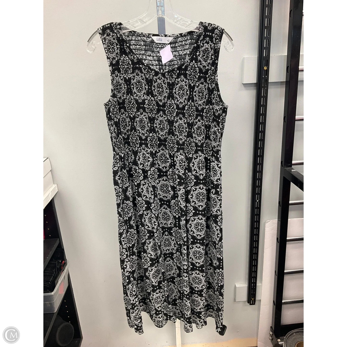 Dress Casual Midi By Croft And Barrow In Black & White, Size: L
