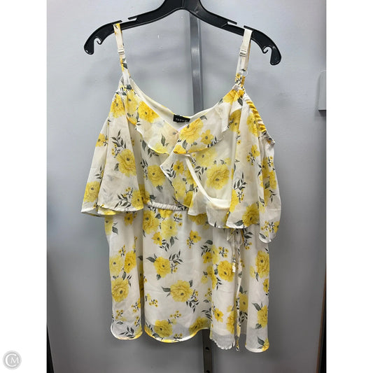 Top Short Sleeve By Torrid In White & Yellow, Size: 1x