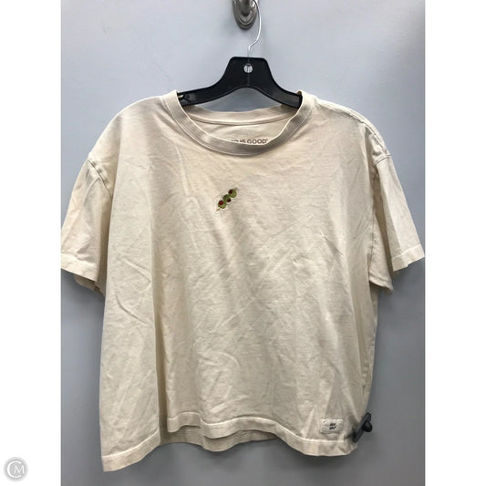 Top Short Sleeve By Life Is Good In Cream, Size: L