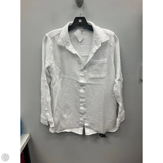Top Long Sleeve By Anne Klein In White, Size: S