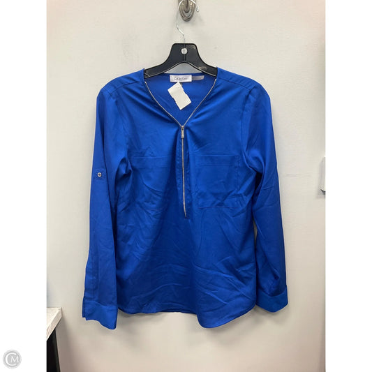 Top Long Sleeve By Calvin Klein In Blue, Size: Xs