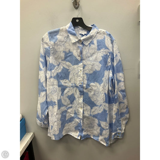Top Long Sleeve By J. Jill In Blue & White, Size: M