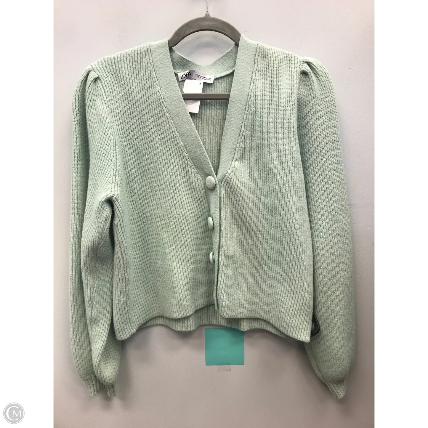 Sweater Cardigan By Zara In Green, Size: M