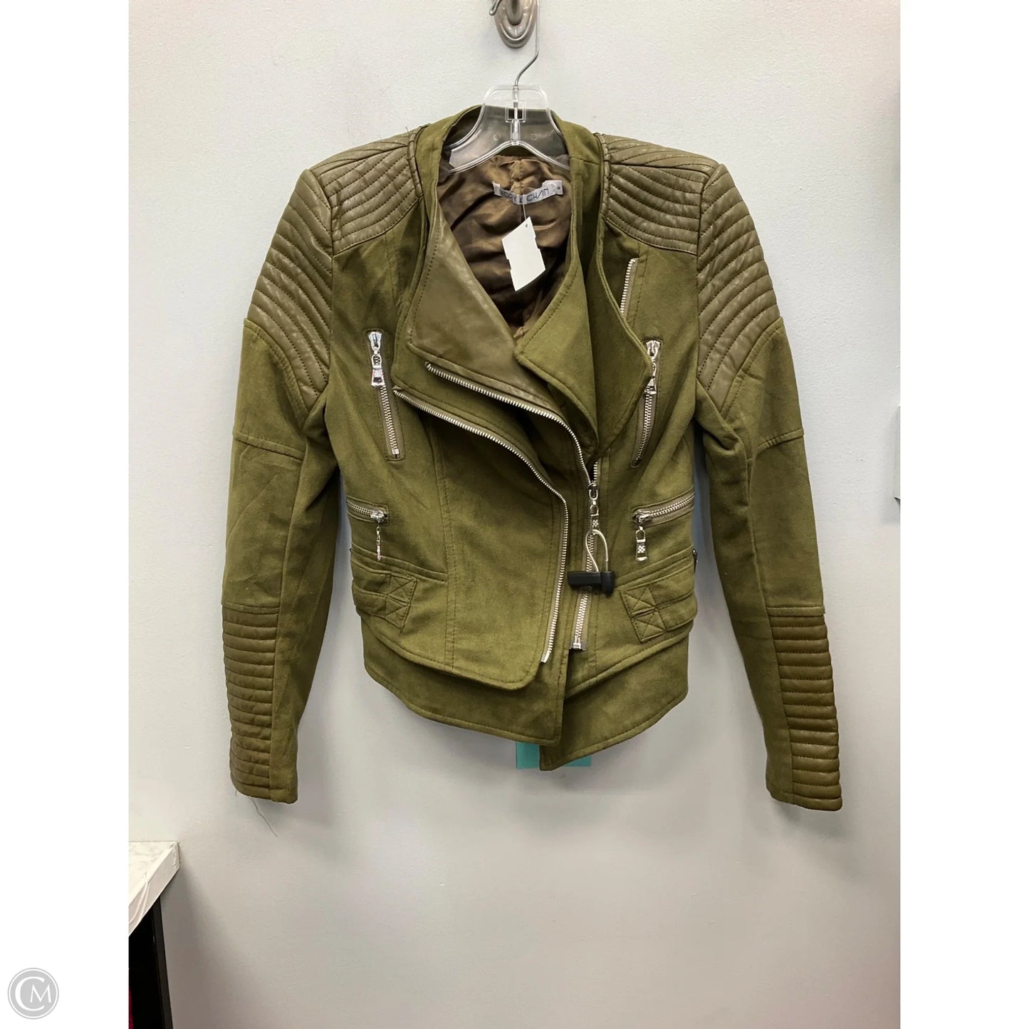 Jacket Moto By Clothes Mentor In Green, Size: 6