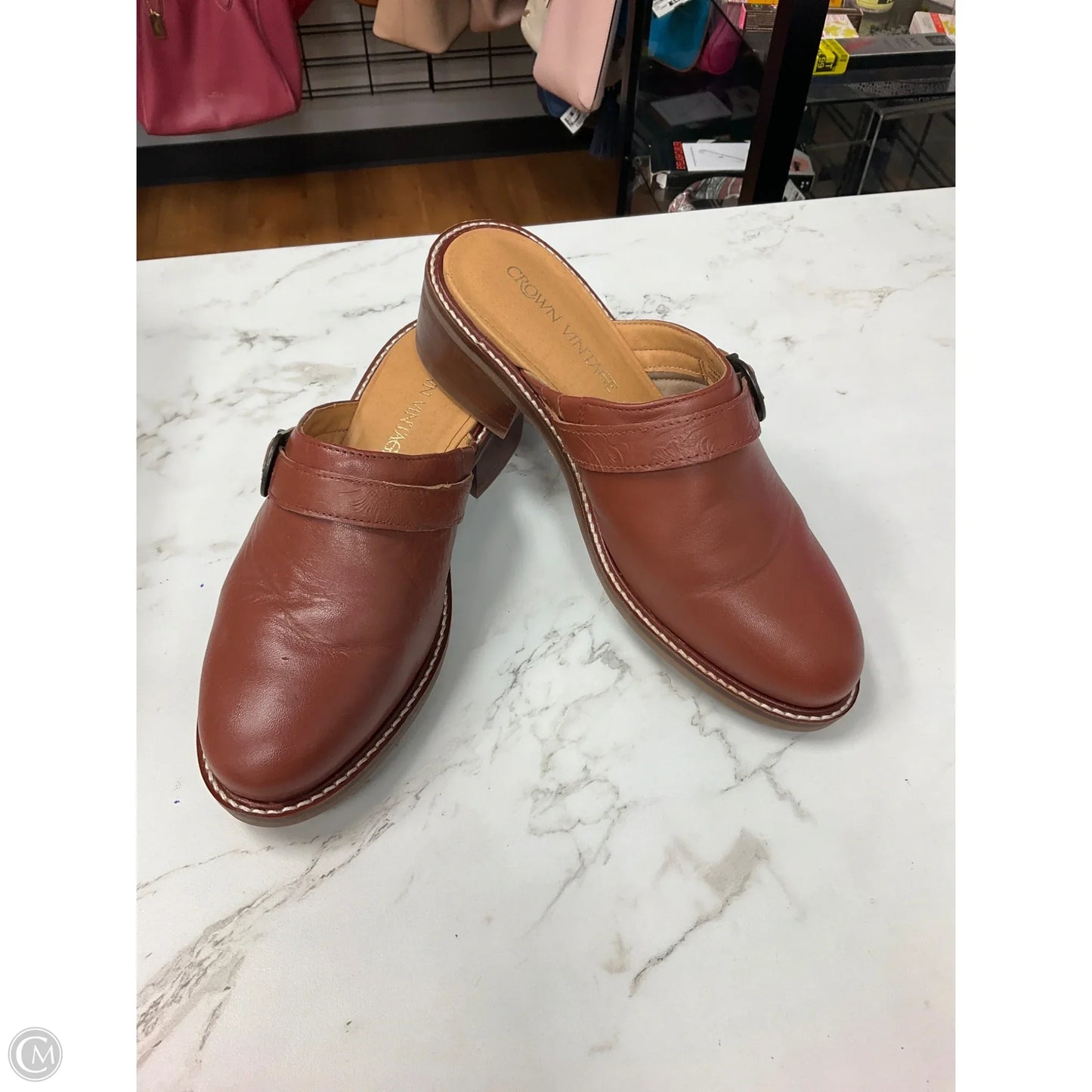 Shoes Heels Block By Crown Vintage In Brown, Size: 7