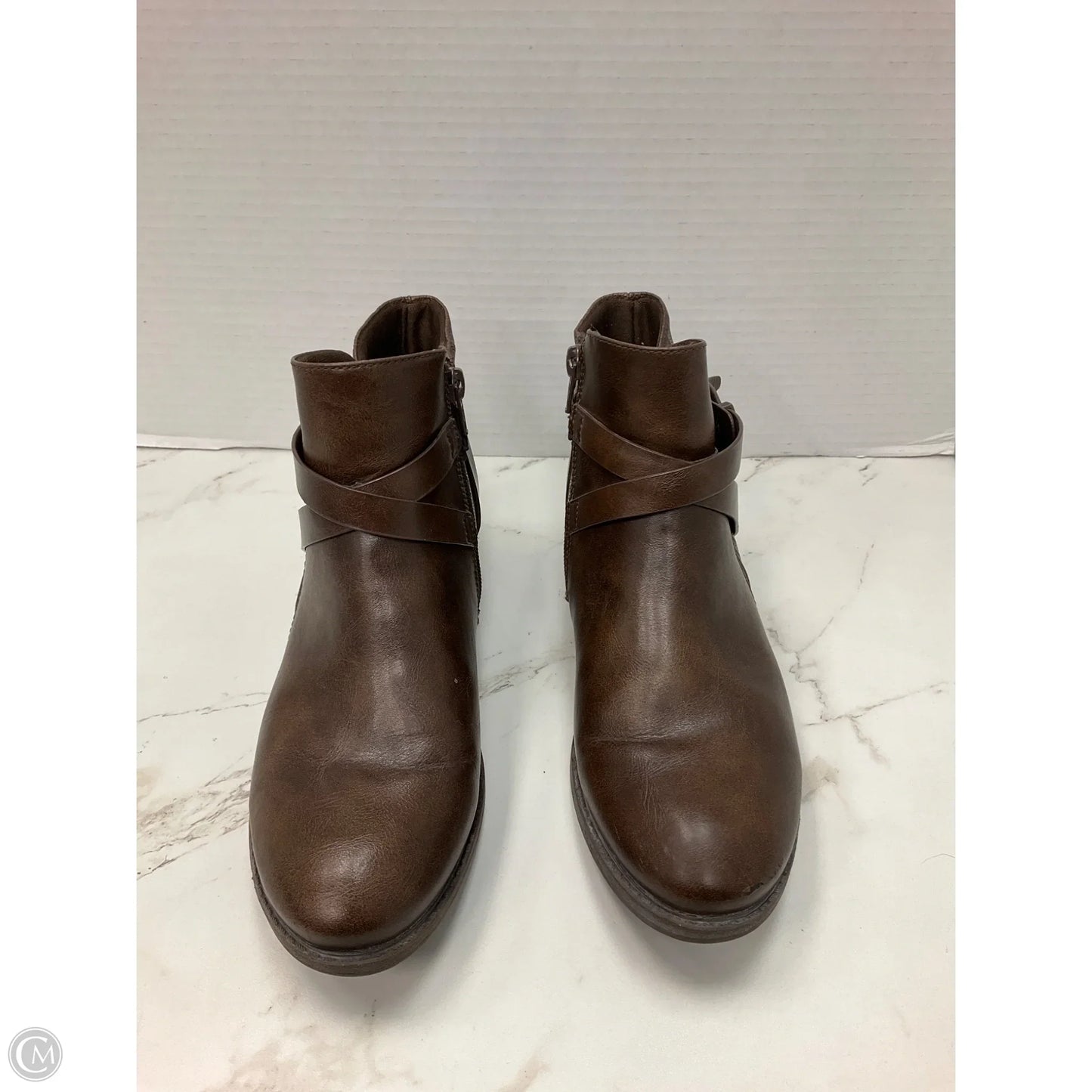 Boots Ankle Heels By Bare Traps In Brown, Size: 7.5