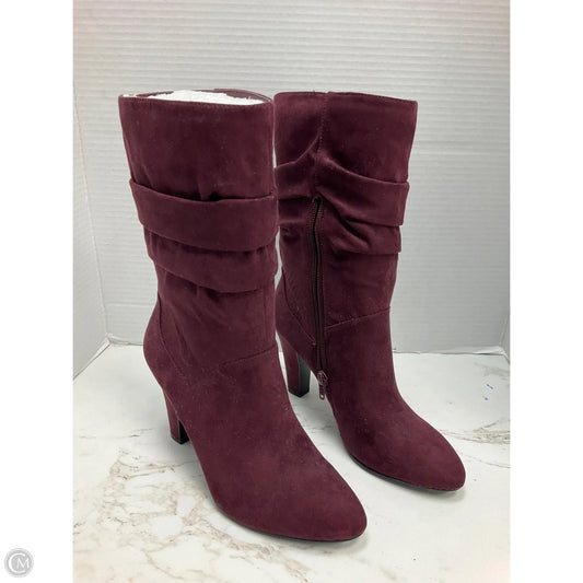 Boots Mid-calf Heels By Nine West In Maroon, Size: 6.5