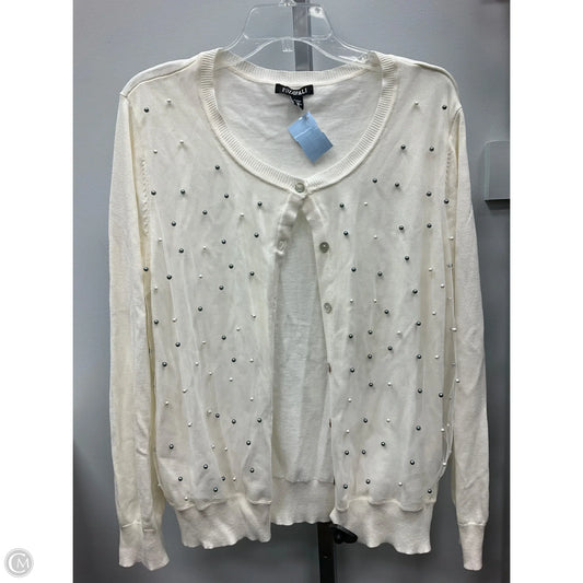 Cardigan By Roz And Ali In Cream, Size: 1x