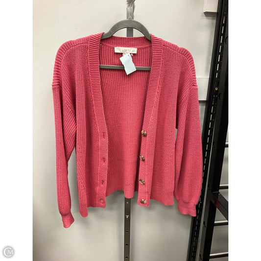 Sweater Cardigan By Loft In Pink, Size: Lp