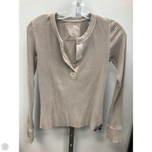 Top Long Sleeve By Aerie In Taupe, Size: S