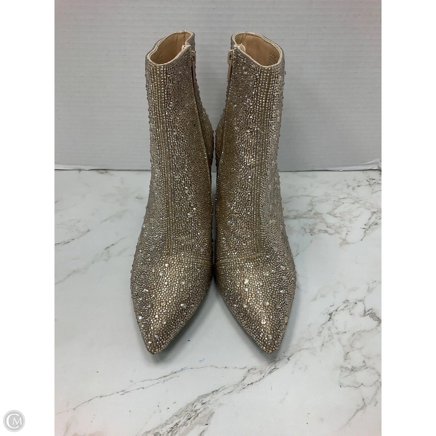 Boots Ankle Heels By Betsey Johnson In Gold, Size: 9