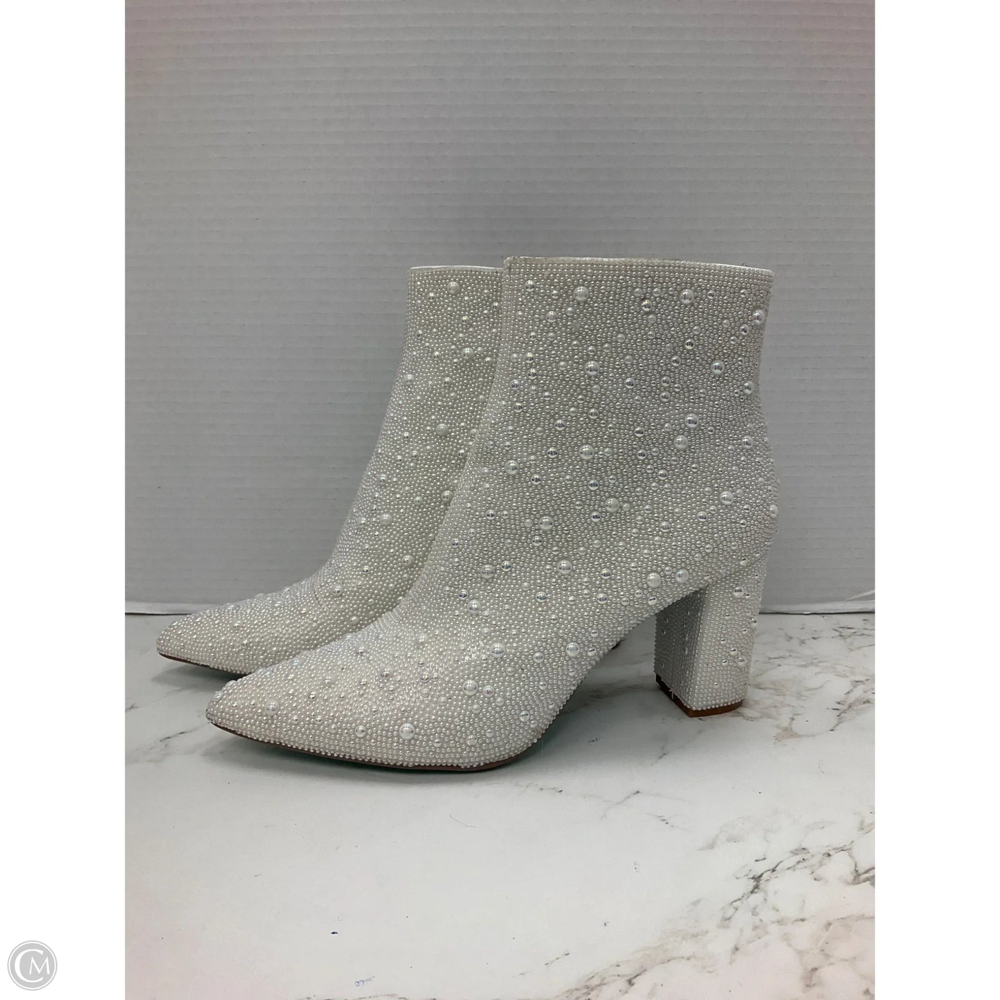Boots Ankle Heels By Betsey Johnson In White, Size: 9