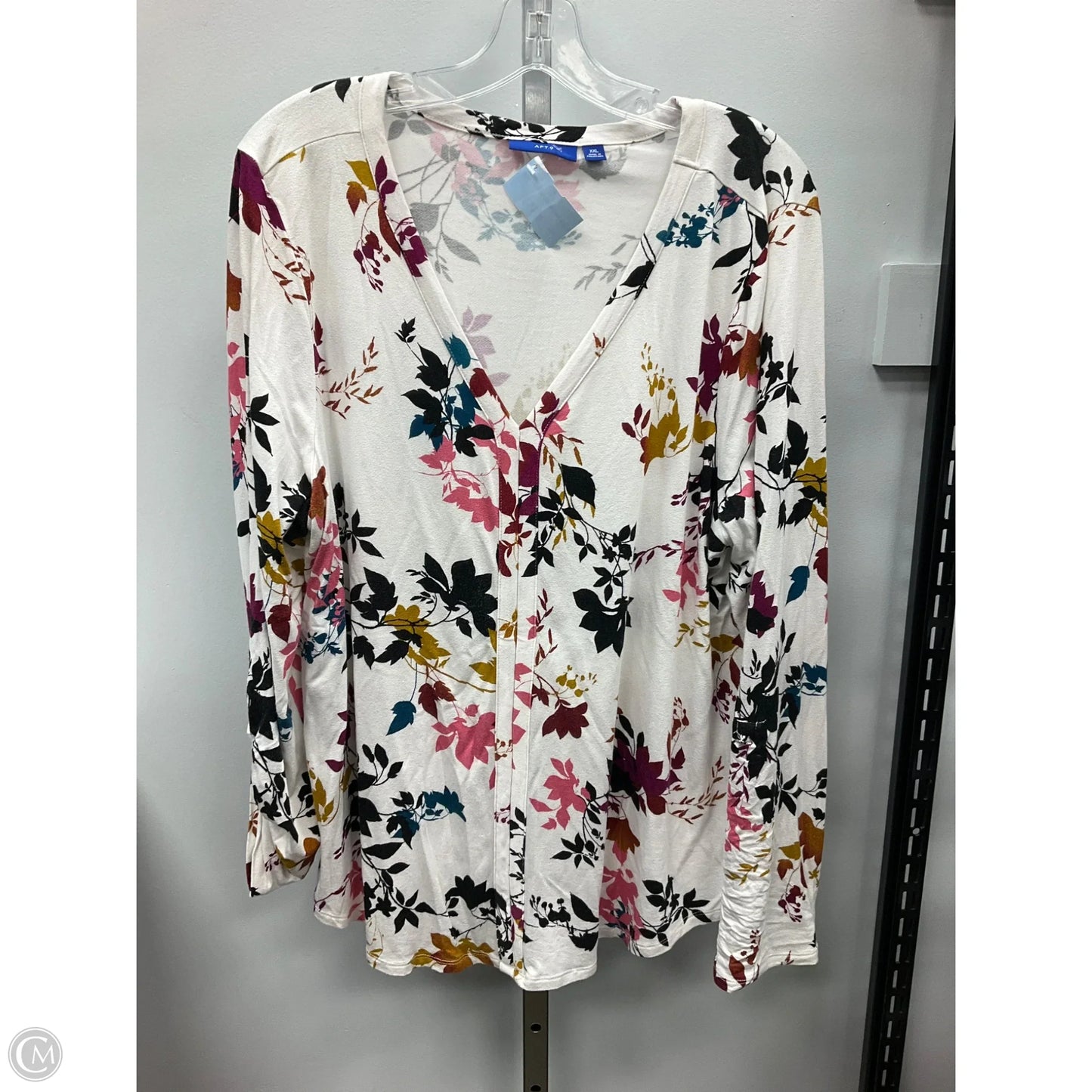 Top Long Sleeve By Apt 9 In Floral Print, Size: Xxl