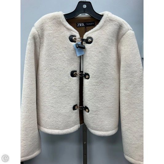 Coat Faux Fur & Sherpa By Zara In Cream, Size: Xl