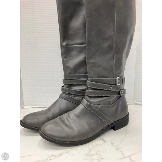 Boots Mid-calf Heels By Brash In Grey, Size: 11