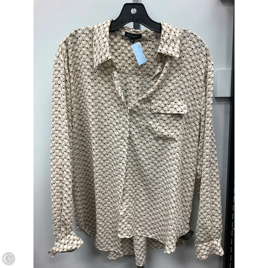 Blouse Long Sleeve By Pleione In Cream & Tan, Size: Xl