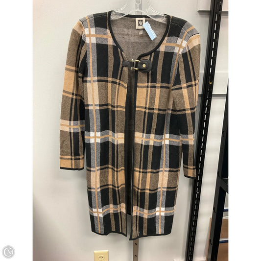 Sweater Cardigan By Anne Klein In Plaid Pattern, Size: S