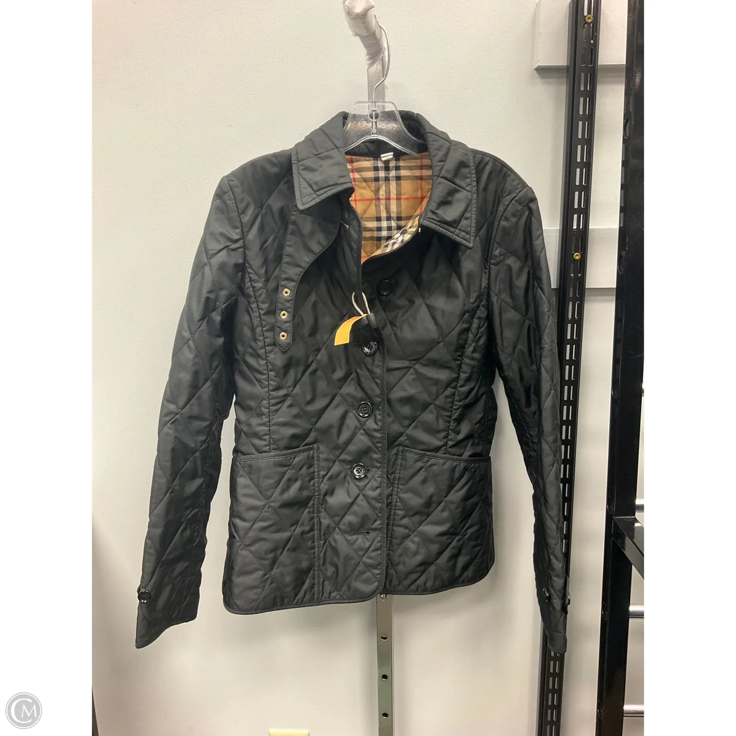 Jacket Luxury Designer By Burberry In Black, Size: M