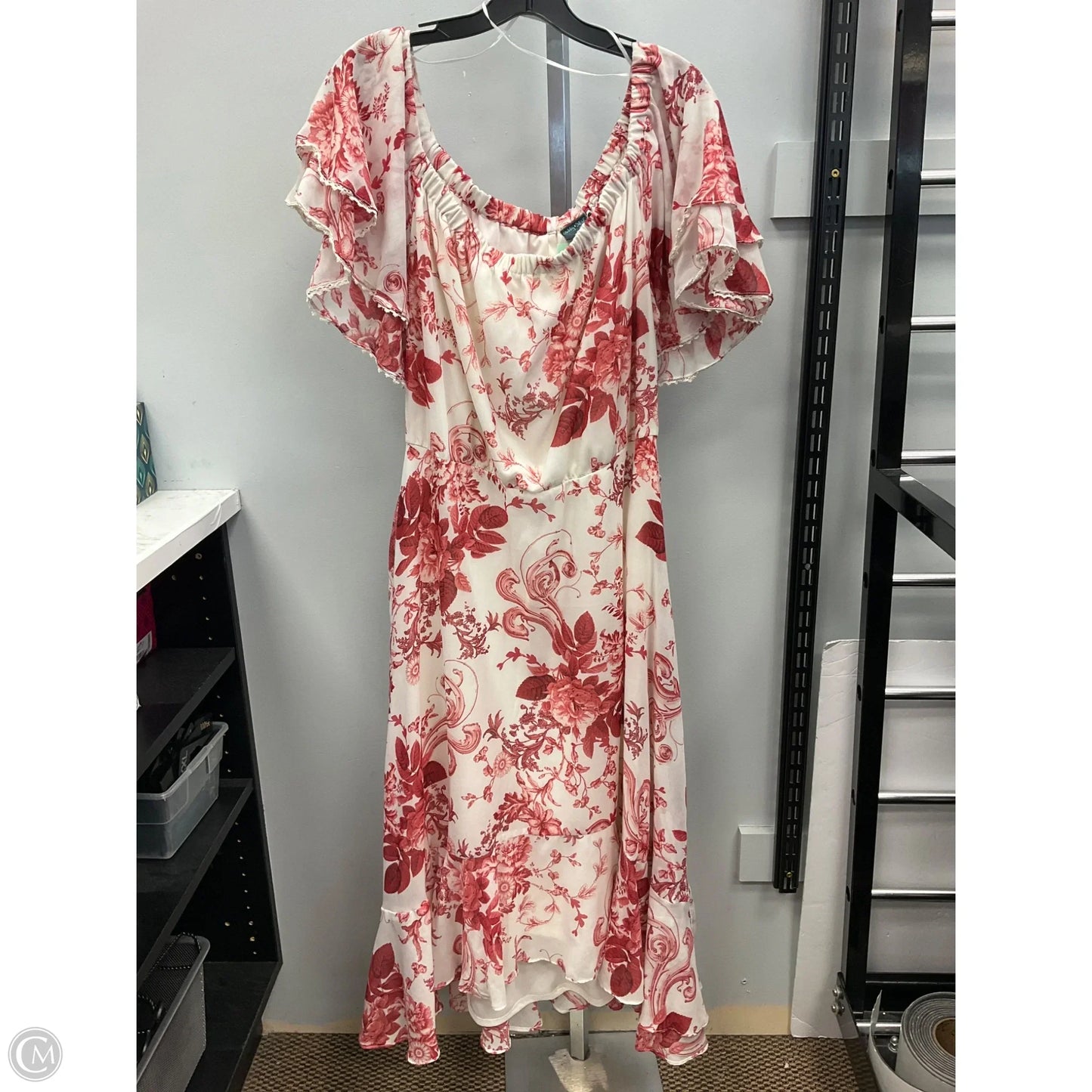 Dress Casual Short By Gabby Skye In Red & White, Size: 16