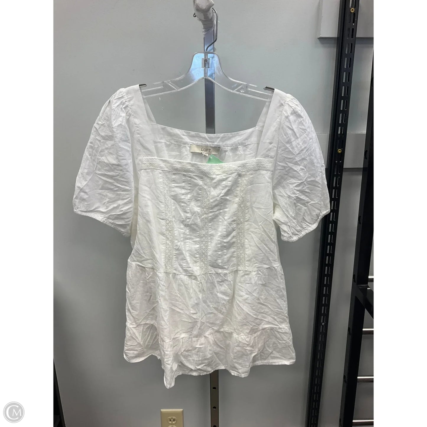 Top Short Sleeve By Loft In White, Size: L