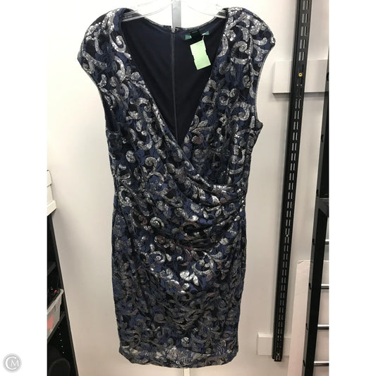 Dress Party Short By Lauren By Ralph Lauren In Blue & Silver, Size: 16