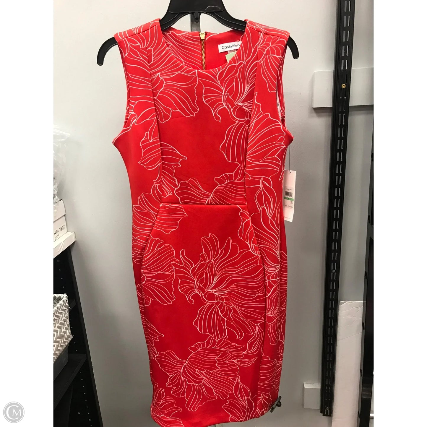 Dress Casual Midi By Calvin Klein In Red & White, Size: 8