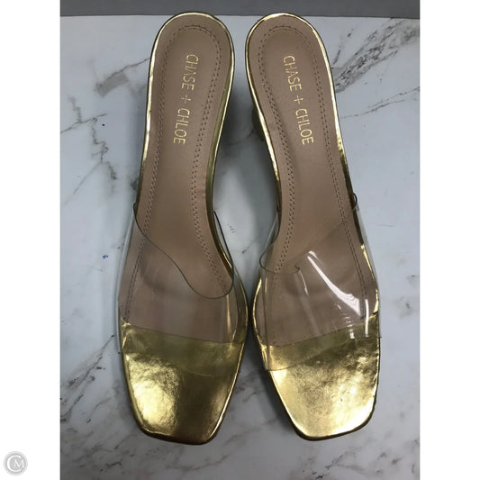 Sandals Heels Kitten By Clothes Mentor In Gold, Size: 11