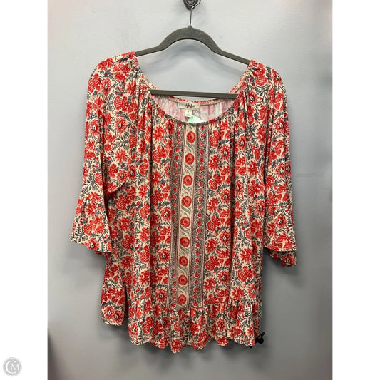 Top Short Sleeve By Style And Company In Floral Print, Size: L