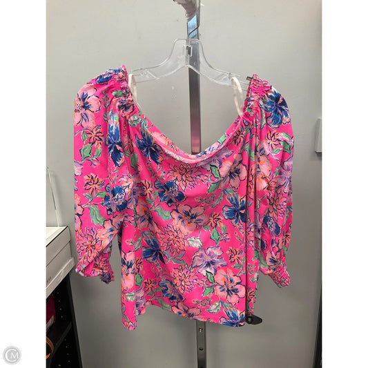 Top 3/4 Sleeve Designer By Lilly Pulitzer In Pink, Size: Xl