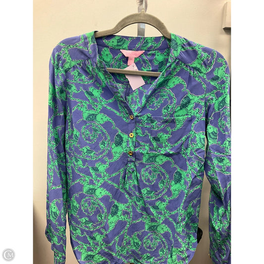 Top Long Sleeve Designer By Lilly Pulitzer In Blue & Green, Size: Xs
