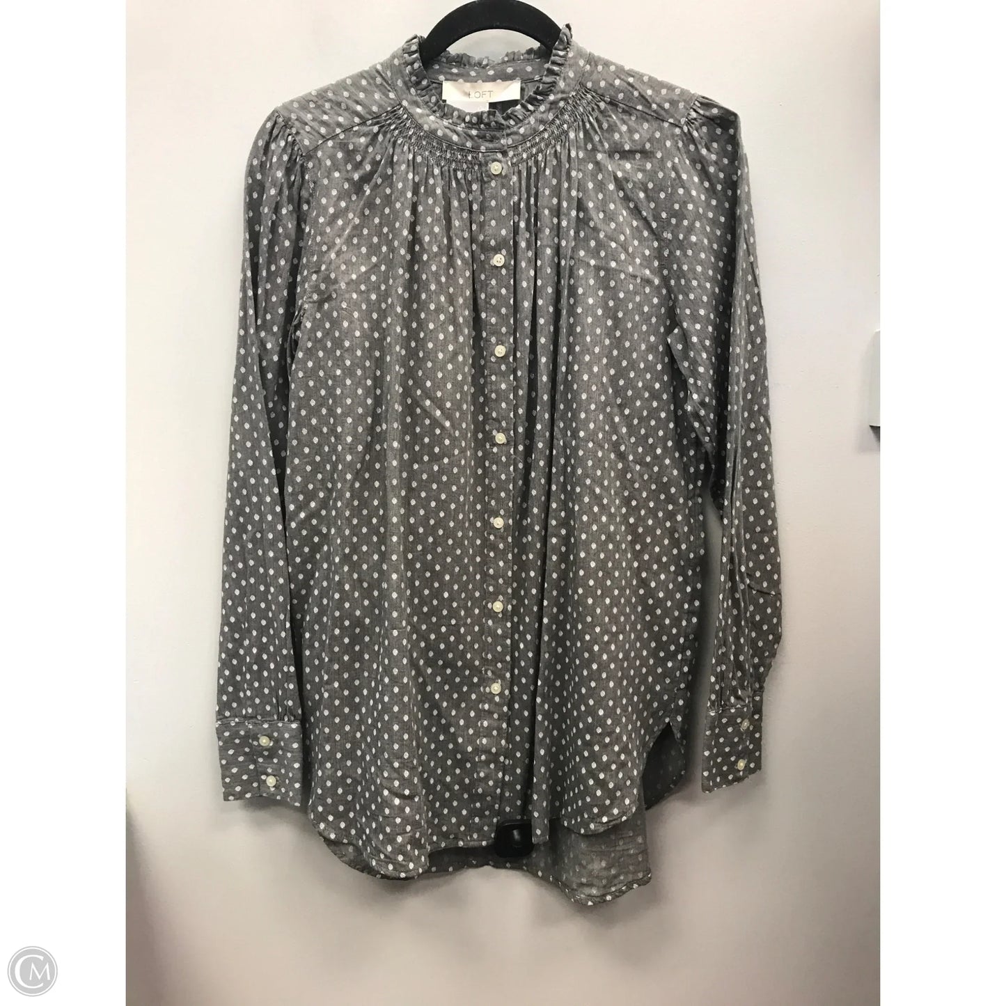 Top Long Sleeve By Loft In Polkadot Pattern, Size: S