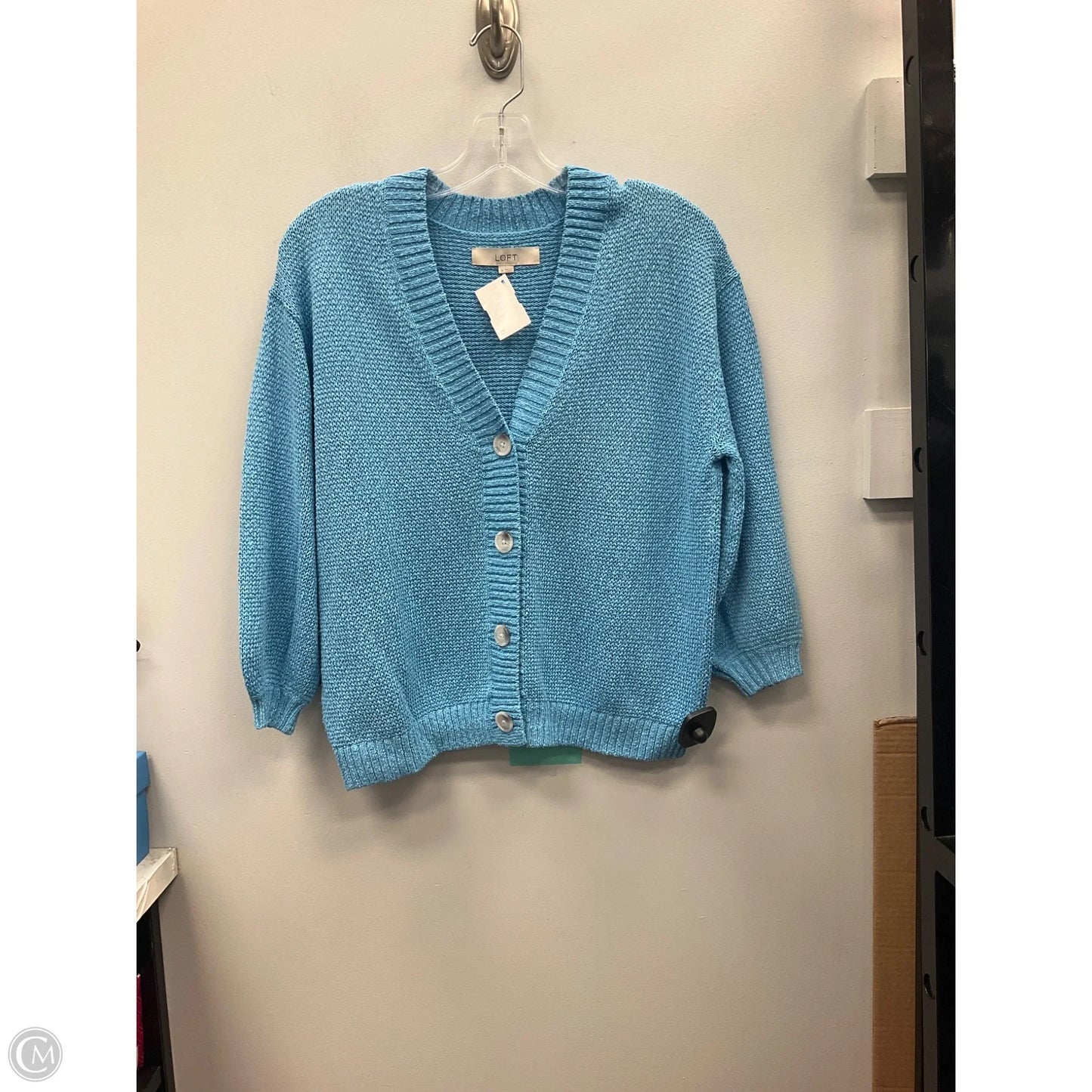 Sweater Cardigan By Loft In Blue, Size: M