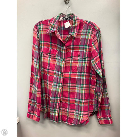 Top Long Sleeve By Chaps In Plaid Pattern, Size: M