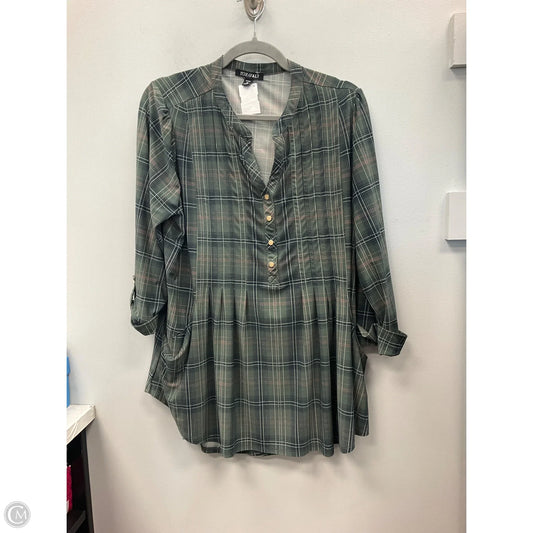 Top 3/4 Sleeve By Roz And Ali In Plaid Pattern, Size: 1x