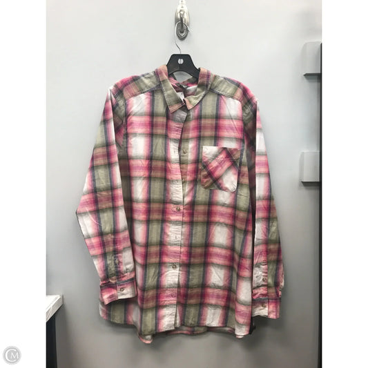Top Long Sleeve By Eddie Bauer In Plaid Pattern, Size: Xl