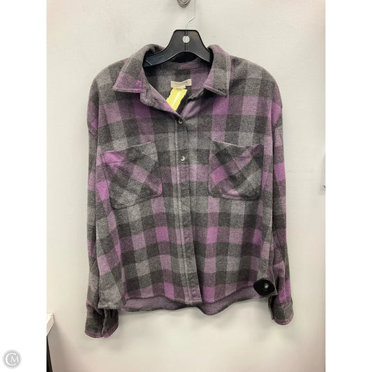 Top Long Sleeve By Beachlunchlounge In Plaid Pattern, Size: L