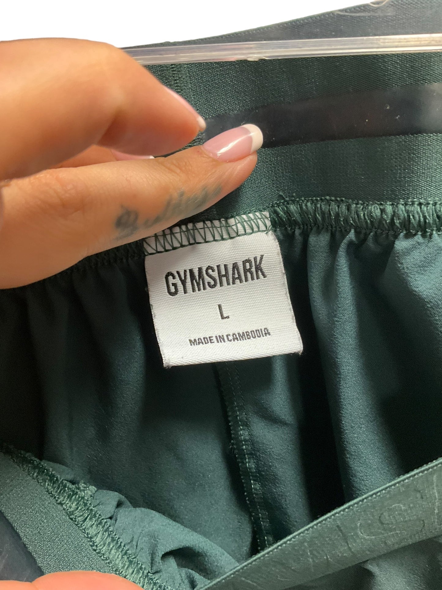 Green Athletic Shorts Gym Shark, Size L