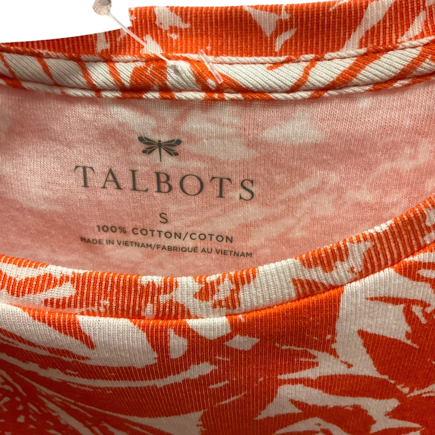 Orange & White Top Short Sleeve Talbots, Size S