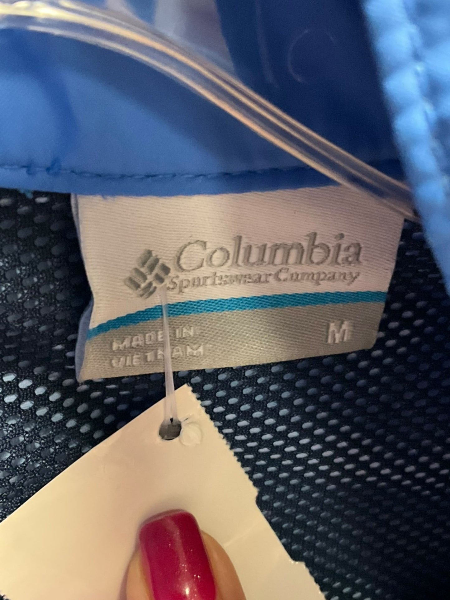 Jacket Windbreaker By Columbia In Blue, Size: M