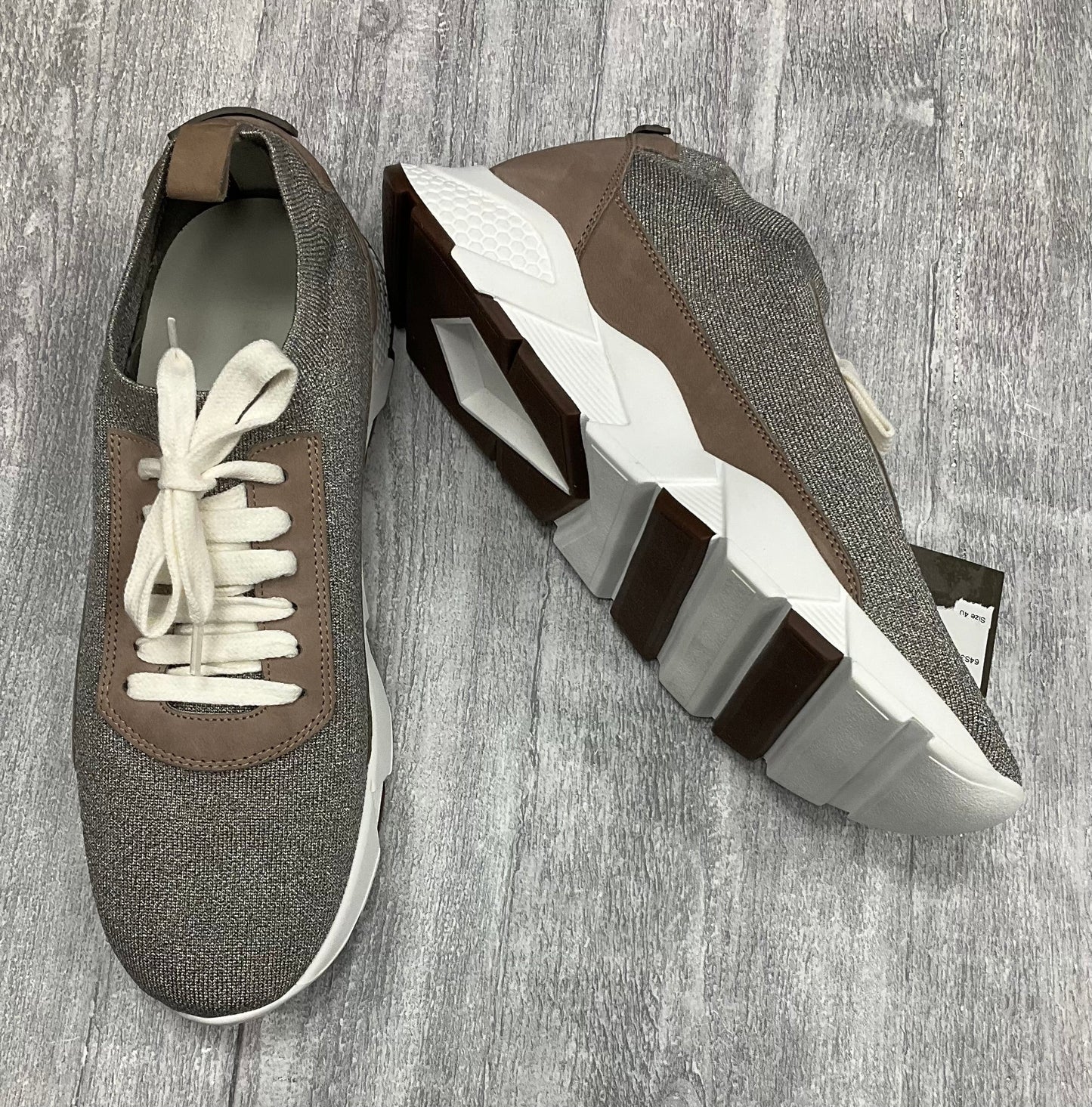 Shoes Sneakers By Cmb In Brown & Silver, Size: 10